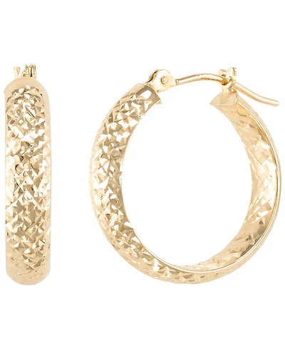 Italian Gold Round Inside-Out Diamond Cut Hoop Earrings in 10k Yellow Gold