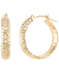 Italian Gold Round Inside-Out Diamond Cut Hoop Earrings in 10k Yellow Gold