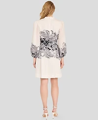 Tahari Asl Women's Border Print Buttoned Dress