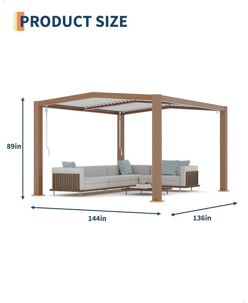 gaomon Louvered Pergola - Outdoor Pergolas with Adjustable Louvered Roof, Reinforced Aluminum Frame, Integrated Drainage System