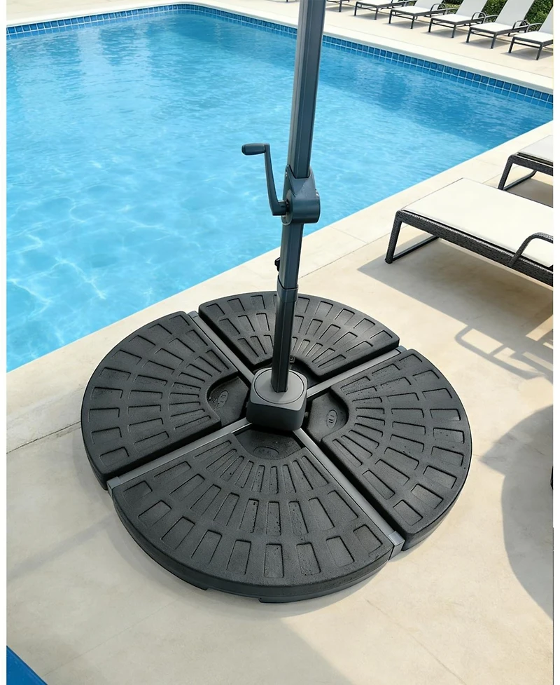 gaomon Heavy Duty Fillable Patio Umbrella Base Stand, 4-Piece Cantilever Offset Umbrella Weight Base for Outdoor Garden Backyard