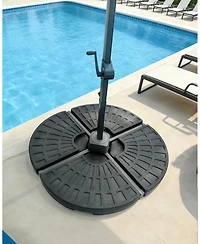 gaomon Heavy Duty Fillable Patio Umbrella Base Stand, 4-Piece Cantilever Offset Umbrella Weight Base for Outdoor Garden Backyard