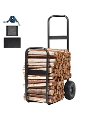 Cozito Firewood Log Cart, 250 lb Capacity Steel Dolly with Pu Wheels and Water-Resistant Cloth