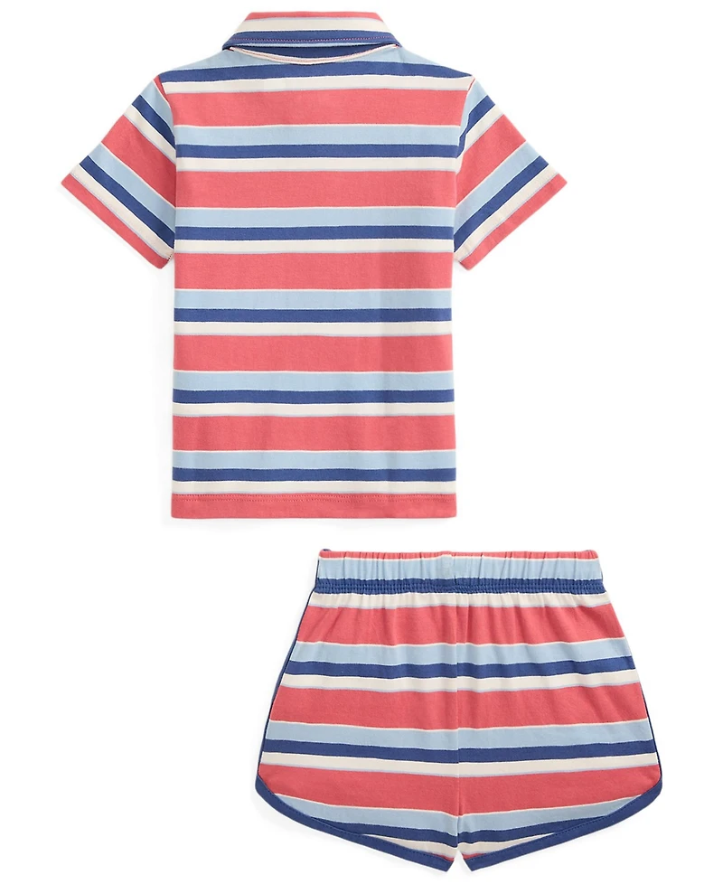 Polo Ralph Lauren Baby Boys' Striped Cotton Jersey Shirt and Shorts, 2-Piece Set