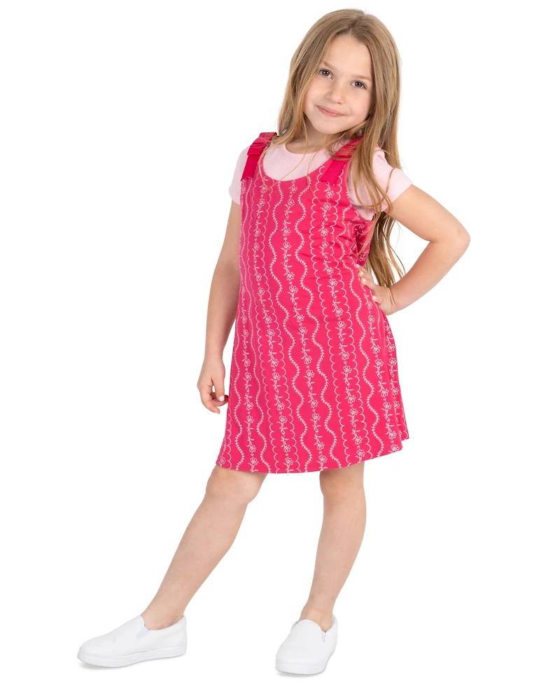 Rare Editions Girls' 2T-6X Short-Sleeve Top and Jumper, 2-Piece Set