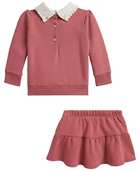 Polo Ralph Lauren Baby Girls' Floral Fleece Sweatshirt and Skirt, 2-Piece Set