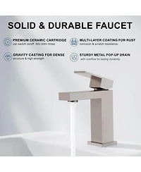 Phying Single Handle Bathroom Faucet, Brushed Nickel Single Hole Bathroom Faucet, Solid Brass Modern Bathroom Sink Faucet