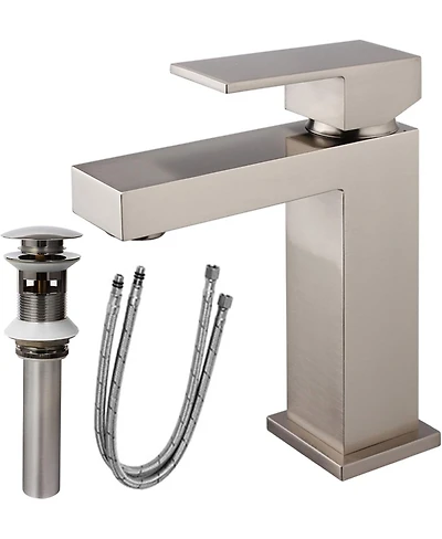 Phying Single Handle Bathroom Faucet, Brushed Nickel Single Hole Bathroom Faucet, Solid Brass Modern Bathroom Sink Faucet
