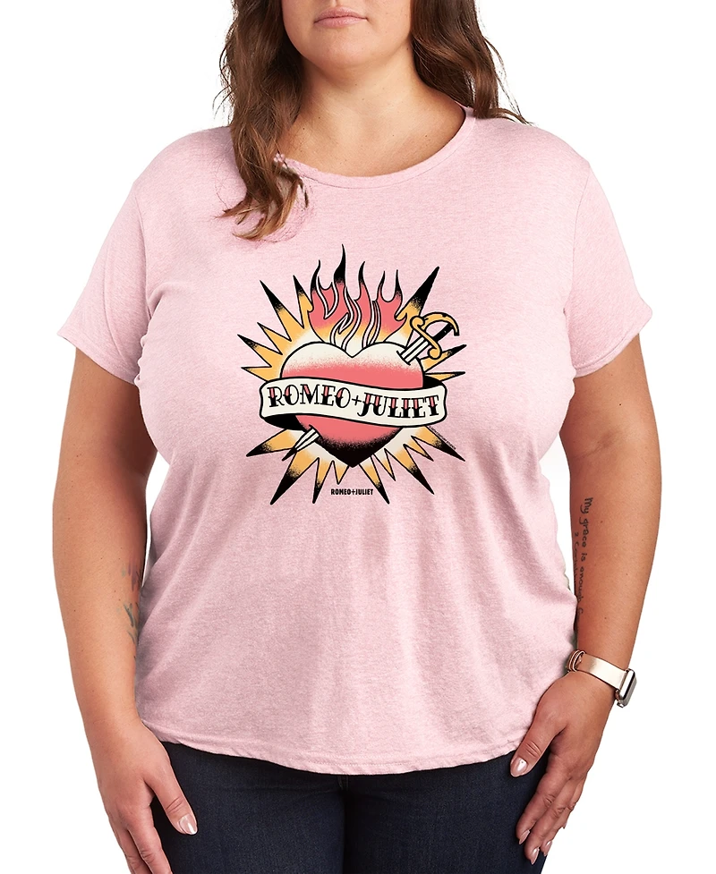 Hybrid Apparel Plus William Shakespeare's Romeo + Juliet Heart Tattoo Graphic T-Shirt