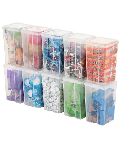 Iris Usa Vertical Flip Top Storage Container, Plastic Bins with Lids, 10 Pack