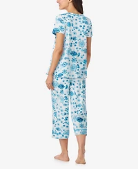 Cuddl Duds Women's Short-Sleeve Top and Cropped Pajama Pants