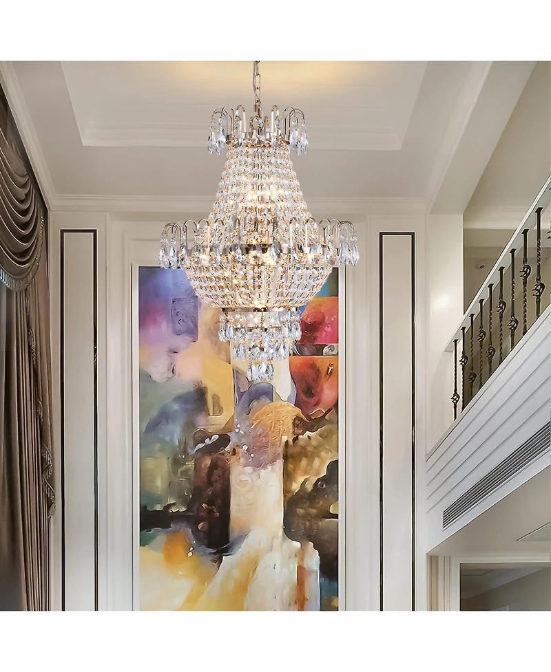 Midola Gold Crystal Chandeliers,Large Contemporary Luxury Ceiling Lighting for Living Room Dining Room Bedroom Hallway