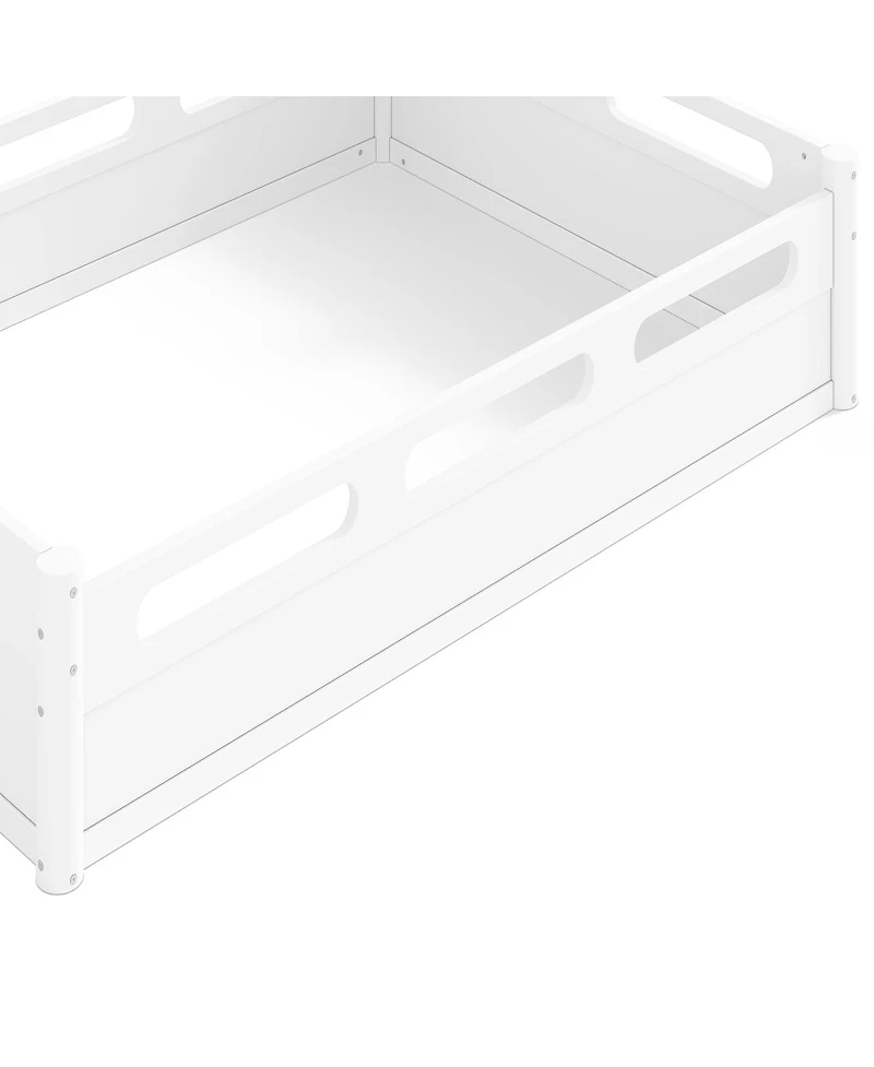 Streamdale Furniture Full Size Platform Bed with Guardrails, Low Profile, No Box Spring Needed