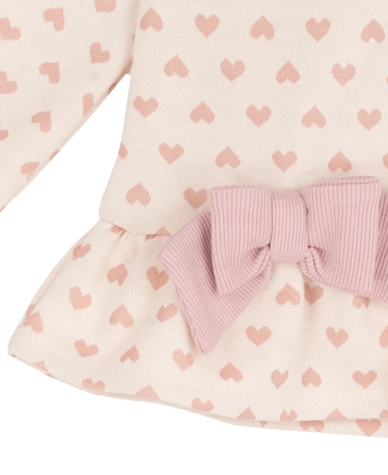 Rare Editions Baby Girls' Heart Double Knit Top and Rib Legging, 2-Piece Set