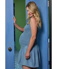 Motherhood Maternity Women's Muscle Sleeve V-Neck Mini Dress
