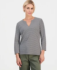 Style & Co Petite Split-Neck 3/4-Sleeve Tunic, Macy's Exclusive