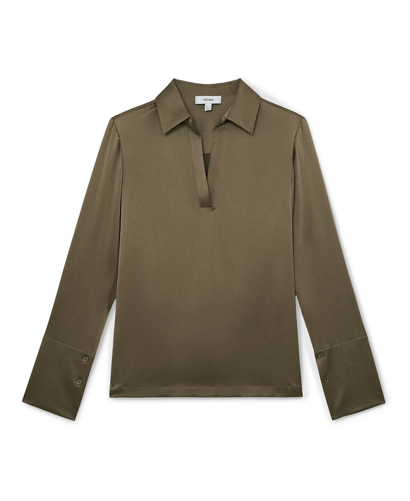 Reiss Women's Silk Open-Collar Blouse