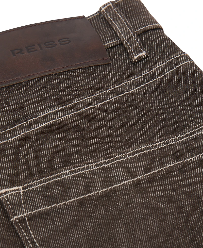 Reiss Women's Barrel-Leg Topstitched Jeans