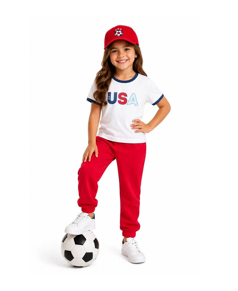 Bits & Bows Girls and Little/Big Usa Soccer Bow Baseball Hat