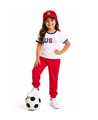 Bits & Bows Girls and Little/Big Usa Soccer Bow Baseball Hat