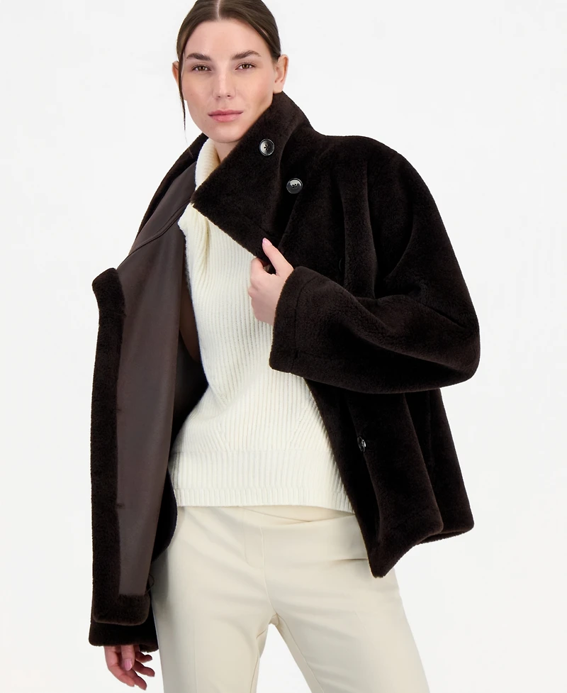 Calvin Klein Women's Funnel-Neck Teddy Jacket, Created for Macy's