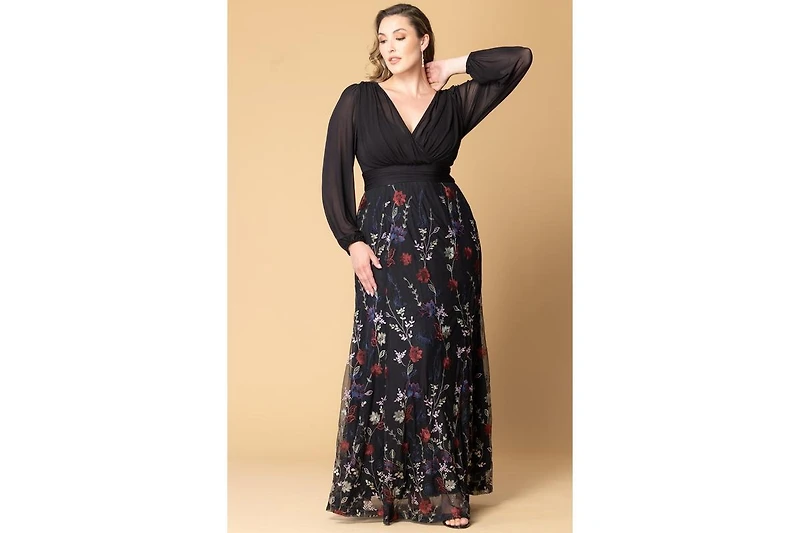 Kiyonna Plus Isabella Embroidered Mesh Formal Gown