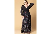 Kiyonna Plus Isabella Embroidered Mesh Formal Gown