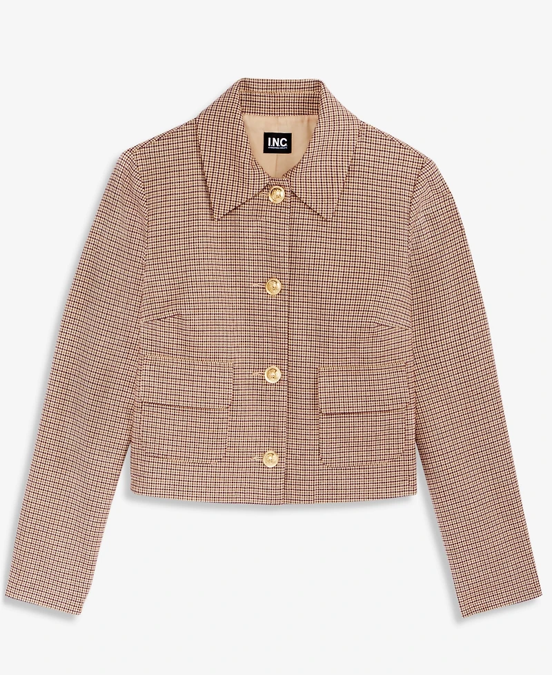 I.n.c. International Concepts Petite Plaid Cropped Work Jacket, Macy's Exclusive