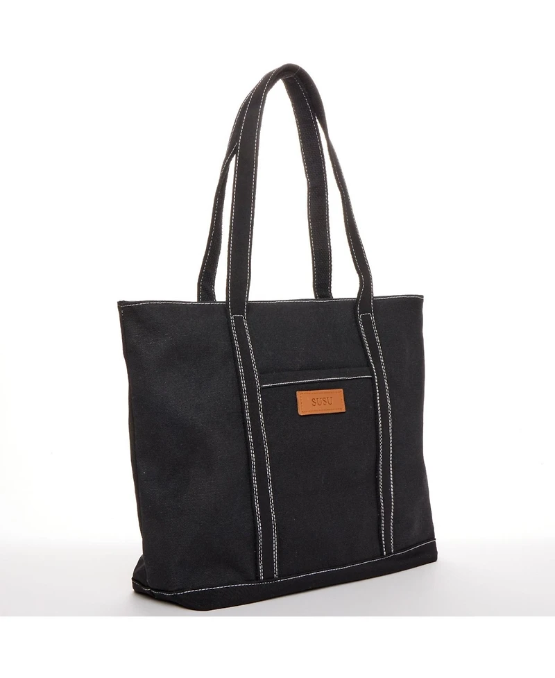 Susu Women's Canvas Laptop Tote Bag Commuter Work Everyday Shoulder Purse