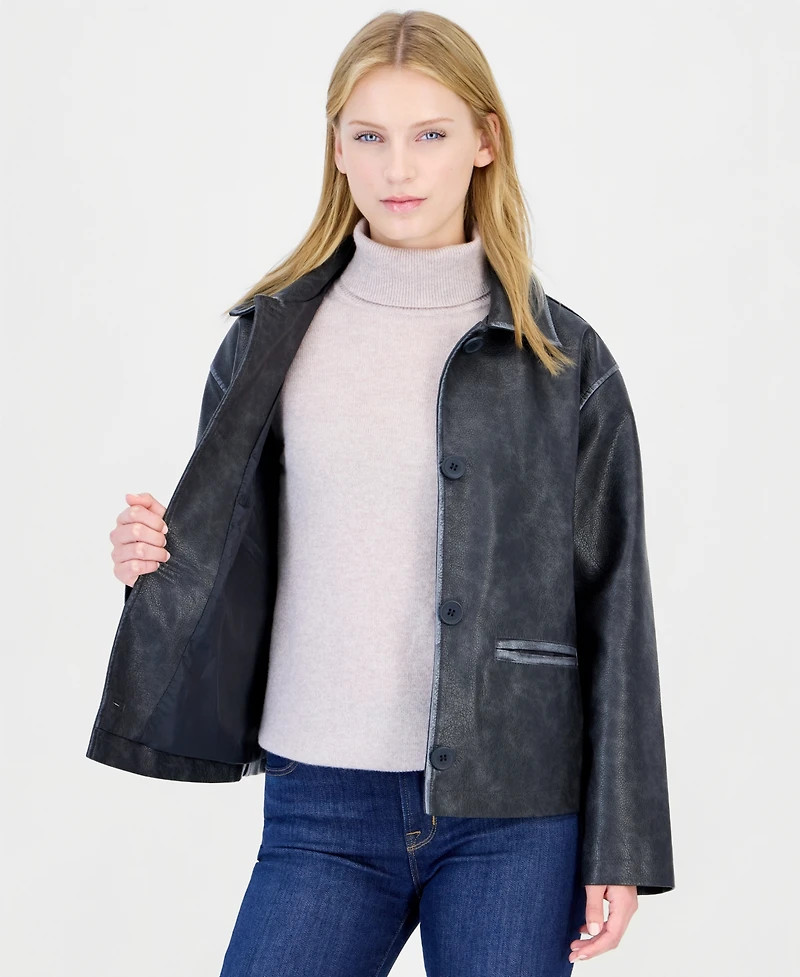 CoffeeShop Women's Oversized Faux Leather Coat