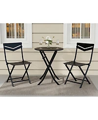 gaomon 3-Piece Folding Patio Bistro Set with Round Table and 2 Chairs, Space-Saving Metal Outdoor/Indoor Furniture for Balcony