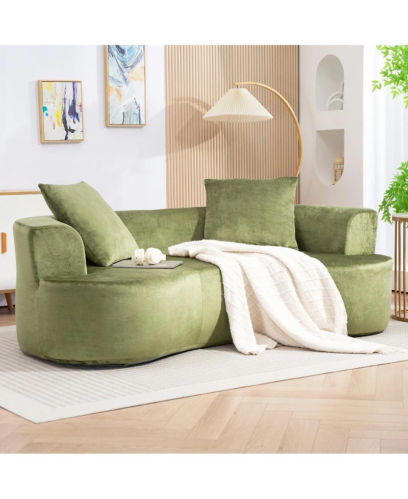 Dyhome 79" Modern Upholstered Sofa, Curved Loveseat Cloud Couch For Small Spaces