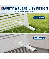 6x4FT Outdoor Metal Privacy Screen, Louvered Decorative Privacy Fence, Steel Garden Partition with Hooks and Ground Anchors
