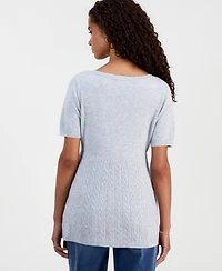 Hooked Up by Iot Juniors' Short-Sleeve Babydoll Sweater