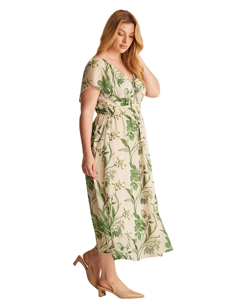 Estelle Women's Anaya Petal Flutter Sleeve Summer Midi Dress