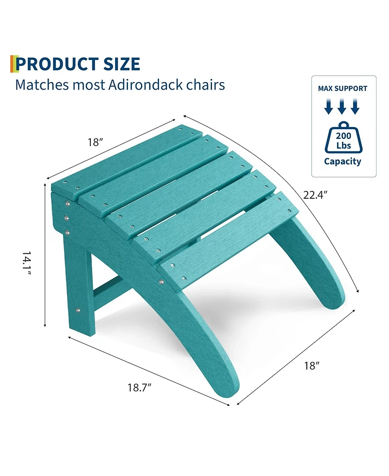 GarveeLife Set of 4 Weather-Resistant Hdpe Adirondack Ottoman Footrest for Adirondack Chair