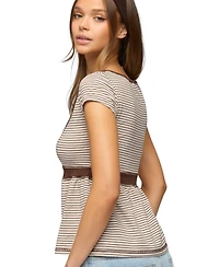 Edikted Women's Sady Contrast Striped Babydoll Top