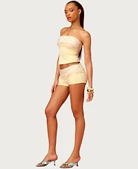 Edikted Women's Chic Barbie Sequin Foldover Shorts