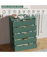 gaomon Fluted 5 Drawers Dresser for Bedroom, Wide Modern Chest of Drawers with Metal Handles, For Living Room, Entryway, Hallway