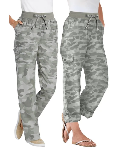 Woman Within Petite 2 1 Convertible Cargo Pant to Capri