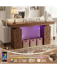 Aheaplus 47" Entry Table with Charging Station, Console Rgb Led Light