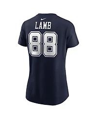 Nike Women's CeeDee Lamb Navy Dallas Cowboys Player Name Number T-Shirt