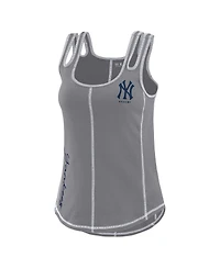 Wear by Erin Andrews Women's Gray New York Yankees Contrast Stitch Tank Top
