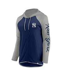 Fanatics Women's Navy/Gray New York Yankees Script Sleeve Full-Zip Hoodie