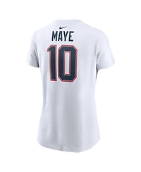 Nike Women's Drake Maye White New England Patriots Player Name Number T-Shirt