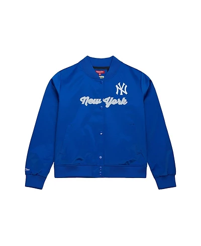 Mitchell Ness Women's Blue New York Yankees Full-Snap Satin Jacket