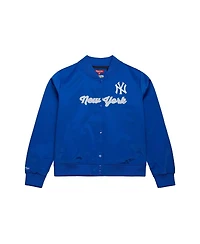 Mitchell Ness Women's Blue New York Yankees Full-Snap Satin Jacket