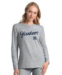 G-iii 4Her by Carl Banks Women's Navy/Heather Gray New York Yankees Short-Sleeve and Long-Sleeve T-Shirt Combo Pack
