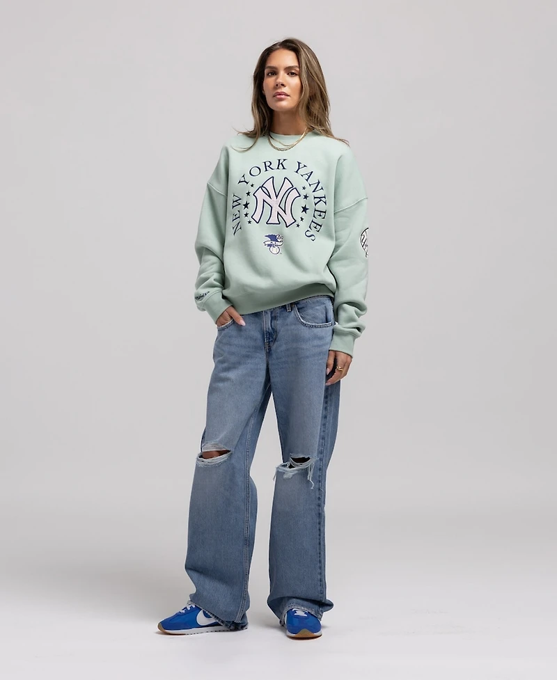 Mitchell Ness Women's Green New York Yankees Yacht Rock Sweatshirt