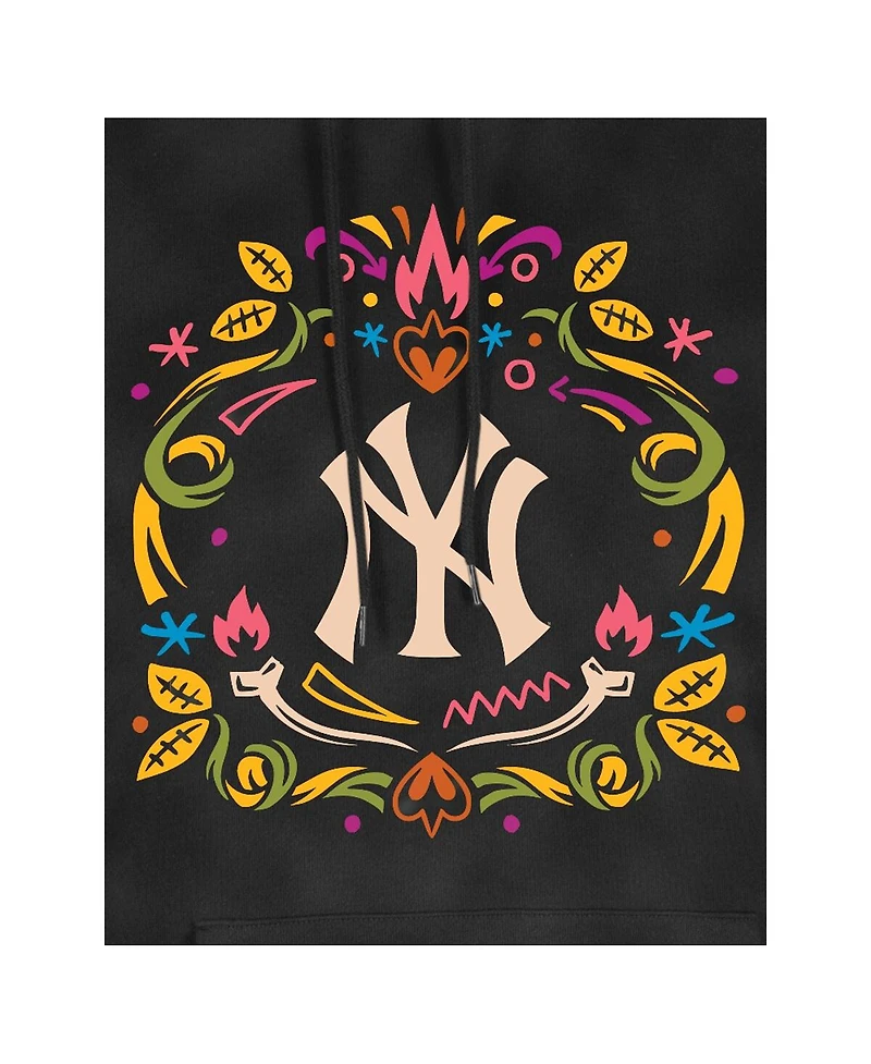 New Era Women's Black York Yankees Dia de Muertos Mineral Wash Hoodie Sweatshirt